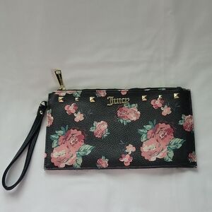 Juicy Couture Black and Pink Floral Clutch